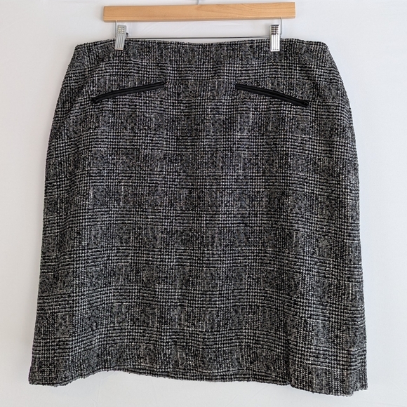 Talbots Black White Tweed Career Workwear Classic Fit Skirt l Plus Size 18 / 18W - Picture 1 of 7